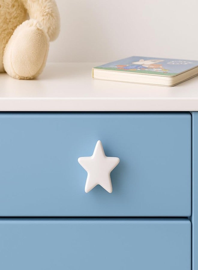 Indian-Shelf IndianShelf 2 Pieces White Star Ceramic Luxury Drawer Knobs for Kitchen Cabinet Hardware Kids Wardrobe Door Pulls Decorative Dresser Elegant knobs for Kids Room - Image 1